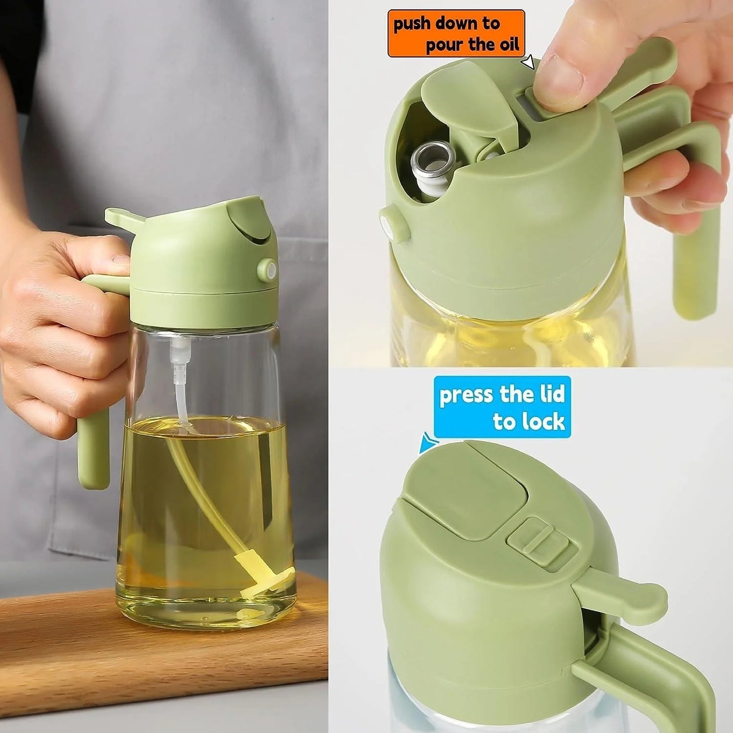 2-in-1 Glass Oil Sprayer & Dispenser