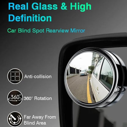 Car Blind-Spot Side Mirror Silver Frame - (2 Pc / Set)