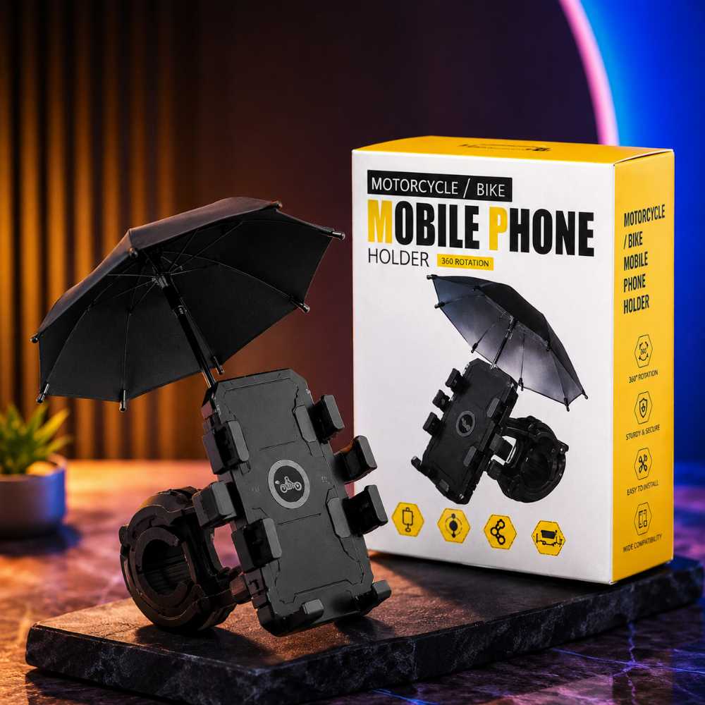 360° Bike Mobile Phone Holder with Rain Umbrella
